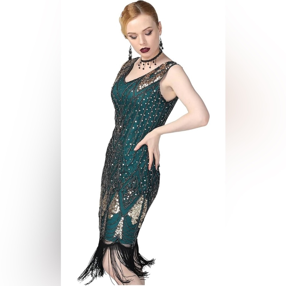 PrettyGuide Women 1920s Gatsby Cocktail Sequin Art Deco Flapper Dress